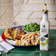Nando's Creamy Salad Dressing with Chciken Butterfly, Macho Peas and PERi-Salted Chips